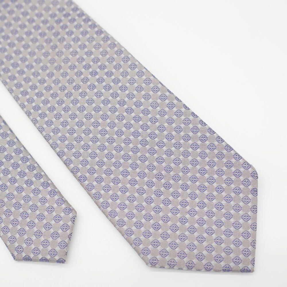 Kenneth Cole Reaction Gray Purple Geometric‎ Woven Skinny Silk Tie